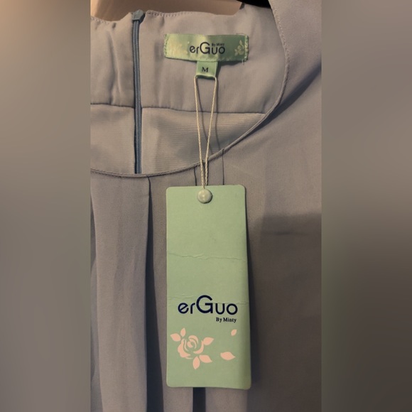 NEW WITH TAGS 
Carolina Blue Boutique Dress with Cream Embroidery on the bottom - Picture 2 of 3